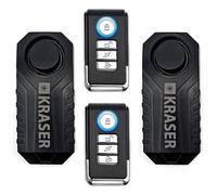 KRASER KR726P2 Pack de 2 Bicicleta, Control Remoto, Sensor Movimiento 7 Niveles, 3 Tonos, 113dB Inalámbrica con Mando, Antirrobo Moto sin instalación, Patinete Eléctrico Bici Puerta