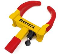KRASER WA820 Cepo Antirrobo Rueda Coche, N1 Alemania, Universal Regulable 10-26cm, Cerradura Antitaladro, Más Visible, Antirobo Inmovilizador Abrazadera para Bloqueo Auto Furgoneta Caravana Remolque