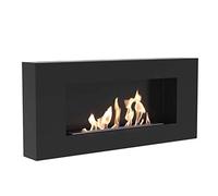 kratki Biokamin Delta Flat sin acristalamiento, 400 x 900 cm, Recipiente de 0,4 L, Negro, Chimenea de Pared, Ideal para el hogar, salón o Dormitorio, Certificado TÜV - Rheinland