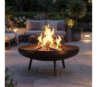 KRATKI Brasas de jardín de 60 cm, brasero Grande con función de Barbacoa, Independiente, construcción de Acero Estable, Hoguera de Madera para jardín y terraza, Color Negro, Resistente Cesta de Fuego