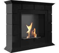 KRATKI Chimenea de pórtico de bioetanol para Interiores Aries Pozo de Fuego Independiente Carcasa de MDF con Inserto de Acero, contenedor Biosafe de 0,75 l Certificado TÜV, Negro Mate, 97 x 112,2 cm
