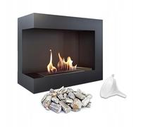 KRATKI Delta 600 Links - Chimenea de Pared para Interior, Acero y Cristal con Recubrimiento de Polvo TÜV, 48 x 60 cm