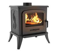KRATKI Estufa de hierro fundido Koza K7 fi 130 con aspecto retro | Dimensiones en cm: H 55.70 x W 53.60 x D 63.60 | Combustible: leña, potencia nominal de 5 kW, eficiencia energética clase A, certificado CE