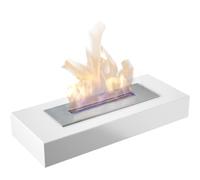 KRATKI India MAX Chimenea de bioetanol Independiente Decoración Original con Fuego Real Biocontenedor 0,75 l Acero con Recubrimiento en Polvo Certificado por TÜV 67 x 10 cm Blanco