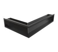 KRATKI LUFT Rejilla de ventilación angular 12x60x40 cm negra estrecha - rejilla de ventilación angular decorativa de metal pintada en polvo para chimeneas y calefacción