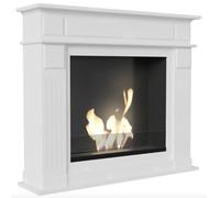 KRATKI November Bioetanol Portal Chimenea Independiente Pozo de Fuego Carcasa de MDF con Inserto de Acero Acristalamiento Biocontenedor 0,75 l Certificado TÜV 101 x 115 cm Blanco
