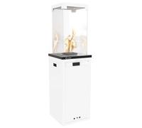 KRATKI Patio Light Calentador de Gas Portátil 8.2 kW - Propano Alimentado - Calentador Eficiente para Exteriores - Pozo de Fuego Real sin Humo - Control Fácil - Blanco - Brasero Portátil con Ruedas