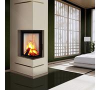 KRATKI Rejilla de ventilación de Aire para chimeneas, Rejilla de Esquina Derecha con Entrada de Aire Oculta, 45 Grados, Acero pulverizado, 54,7 x 76,6 x 9 cm, Color Blanco