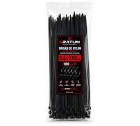 KRATUM 100 Bridas de Plástico Negras 3,6x250 mm, Sujetacables de Nylon | Nylon PA66 INVISTA · Cierre autoblocante · Uso profesional