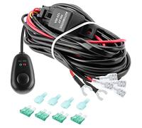 Kraumi 300W 2 Lead 12V Kit de cableado de luz antiniebla con relé de 40A, interruptor basculante y 3 fusibles, para barra de luz led, Focos LED Trabajo