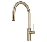 KRAUS Allyn KPF-2654BG - Grifo de cocina industrial moderno y desplegable con una sola manija en oro cepillado