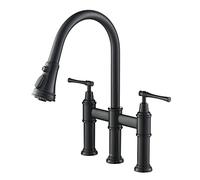 KRAUS Allyn KPF-3121MB - Grifo de cocina de puente de transición con cabezal de pulverización extraíble en negro mate