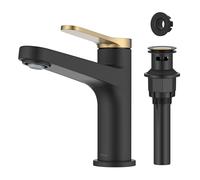 KRAUS Indy KBF-1411SFBBMB - Grifo de lavabo de baño de un solo mango en latón cepillado sin manchas/negro mate