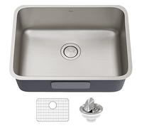 Kraus KA1US25B Dex - Fregadero de cocina de acero inoxidable antibacteriano de calibre 16 de 25 pulgadas
