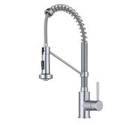 Kraus KPF-1610CH Bolden - Grifo de cocina comercial de 18 pulgadas con cabezal de pulverización desplegable de doble función en acabado All-Brite, cromado, 18 pulgadas