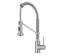 Kraus KPF-1610SSCH Bolden - Grifo de cocina comercial de 18 pulgadas con cabezal rociador extraíble de doble función en acabado All-Brite, acero inoxidable/cromo, 18 pulgadas