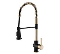 Kraus KPF-1690BGMB Britt - Grifo de cocina comercial con cabezal de pulverización de doble función en acabado All-Brite, oro cepillado/negro mate