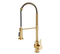Kraus KPF-1691BB Britt - Grifo de cocina de una sola manija, estilo comercial, latón cepillado