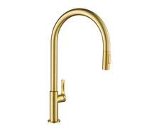 Kraus KPF-2821BB Oletto - Grifo de cocina desplegable de arco alto con una sola manija, 21 pulgadas, bronce cepillado