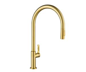 Kraus KPF-2821BB Oletto - Grifo de cocina desplegable de arco alto con una sola manija, 21 pulgadas, bronce cepillado