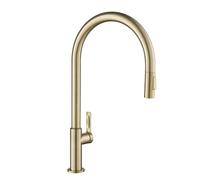 Kraus KPF-2821SFACB Oletto - Grifo de cocina desplegable de arco alto con una sola manija, 21 pulgadas, bronce champán antiguo