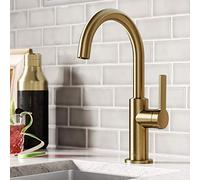 Kraus KPF-2822BB Oletto - Grifo de barra de cocina de una sola manija, 12 pulgadas, latón cepillado