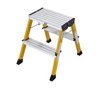 KRAUSE Escalerilla plegable de aluminio, con ruedas, 2 x 2 peldaños, amarillo