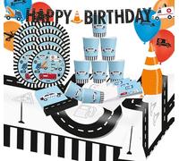 Krause & Sohn Juego de 60 piezas para decoración de mesa de coche, para cumpleaños, fiestas temáticas (coches y tráfico)