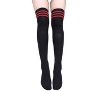 krautwear Mujer Niña Niños de animadora College de calcetines con 3 rayas overknees a través de rodillas a rayas larga geringelte Medias a rayas. Diseño de Rayas Negro Blanco Rojo Rosa rojo/negro