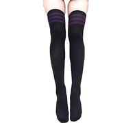 krautwear Mujer Niña Niños de animadora College de calcetines con 3 rayas overknees a través de rodillas a rayas larga geringelte Medias a rayas. Diseño de Rayas Negro Blanco Rojo Rosa
