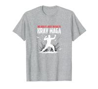 Krav Maga: No Hay Reglas Solo Resultados poderosa Defensa Personal Camiseta, Hombre, Gris Jaspeado, XL