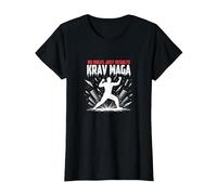 Krav Maga: No Hay Reglas Solo Resultados poderosa Defensa Personal Camiseta, Mujer, Negro, XS