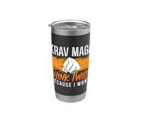 Krav Maga piensa dos veces porque la defensa combate cuerpo a cuerpo Krav Maga Vaso térmico de acero inoxidable de doble pared