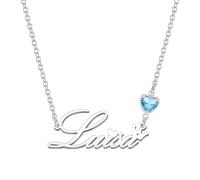 Kraven Collar Nombre Acero Colgante de Piedra de Nacimiento Azul Collar Regalos Personalizados para Mujer Cumpleaño Navidad Día de Madre San valentín (Luisa)