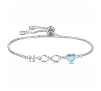 Kraven Pulsera iniciales símbolo del infinito para mujeres, letra A-Z Daino piedra de nacimiento azul colgante 26 alfabeto monograma pulsera para niñas adolescentes hija, 8 cm, Metal, No es una piedra