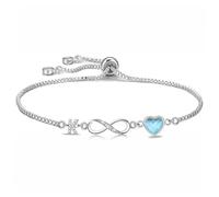 Kraven Pulsera para Mujer con Símbolo de Infinito e Inicial, Letra 26 A-Z con Piedra de Nacimiento azul Pulseras Joyas Regalos para Mujeres y Madres (K)