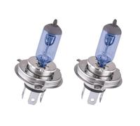 KRAWEHL - Estuche de 2 Bombillas H-4 - Bombilla Metal Blue - Más Brillante y Luminosa - Cristal Azul y Luz Blanca Intensa - 12 V y 60/55 W - 100% Homologada - Bombillas para Coche o Moto