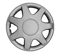 KRAWEHL - Juego de 4 Tapacubos de 15 Pulgadas - Flexibles - Modelo Orion - Cubre Llantas - Fácil de Instalar - Anillo de Sujección Ajustable - Resistente a los Golpes - Polipropileno Acabado en Plata