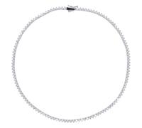 KREATIONS CZ Tennis Halskette 3mm Zirkonia Prong Fassung, Damen Halsschmuck, Klein, Metal no precioso, No es una piedra preciosa