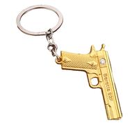 KREATIONS Llavero con pistola en miniatura para coche y hombre, dorado, S