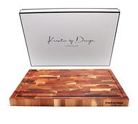 KREATIV BY DESIGN Tabla de cortar madera Grain Acacia con ranura de jugo | Bloques de carnicero de madera de acacia de grano grueso grande | Tabla de cortar | Tablero de charcutería | Tabla de queso |
