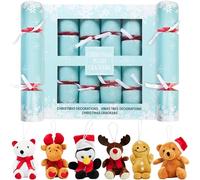 KreativeKraft Crackers de Navidad con Mini Peluches Navideños, Pack de 6 Crackers Sin Explosión, Adornos y Detalles Navideños para Niños y Familia (Multi Decoración de Navidad)