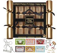 KreativeKraft Crackers Navidad, Paquete de 6 Xmas Crackers con Juguetes de Rompecabezas de Metal con Sombreros y Chistes, sin Explosión (Multi Puzzles)