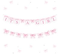 Kreatwow Decoraciones de baby shower con lazo para niña It's a Girl, guirnalda de lazo, pajarita, decoración de baby shower, pajaritas rosas, guirnalda para baby shower, decoración de arco revelación