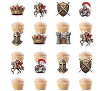 Kreatwow Decoraciones de fiesta medieval, 36 piezas, decoración de pastel de fiesta medieval, castillo, caballeros, decoraciones de cumpleaños, decoraciones temáticas de soldado, decoración de postres