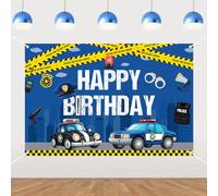 Kreatwow Policía Cumpleaños Decoración Policía Cumpleaños Banner Fondo Policía Fiesta Decoración Policía Coche Foto Fondo Policía Tema Cumpleaños Bebé Niños Niños 1st 2nd 3rd 4th 5th Cumpleaños