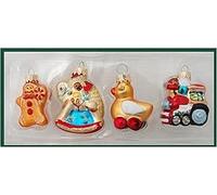Krebs Glas Lauscha - Adornos para árbol de Navidad de cristal - Mini figuras diferentes - 4 piezas - pequeñas figuras de cristal (juguetes)