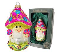 Krebs Glas Lauscha - Decoración navideña/adornos para árbol de Navidad de cristal - Diseño mágico - Diseño: familia de hongos - Tamaño: 9 cm aprox