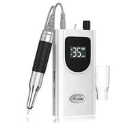 Kredioo Torno para Uñas Profesional 35000RPM Pórtatil＆Recargable 6 Brocas Lima Eléctrica de Manicura y Pedicura Pulidor Set Taladro de Clavo Eléctrico Limado Kit Set de Fresas LCD con Batería Blanco