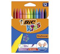 BIC-Plastidecor Lápiz de Cera Kids Plastidec Oro 120 mm Limpio Resistente no se ensucia, Estuche de cartón 12U, Colores Variados, Wallet x 12 (829770)